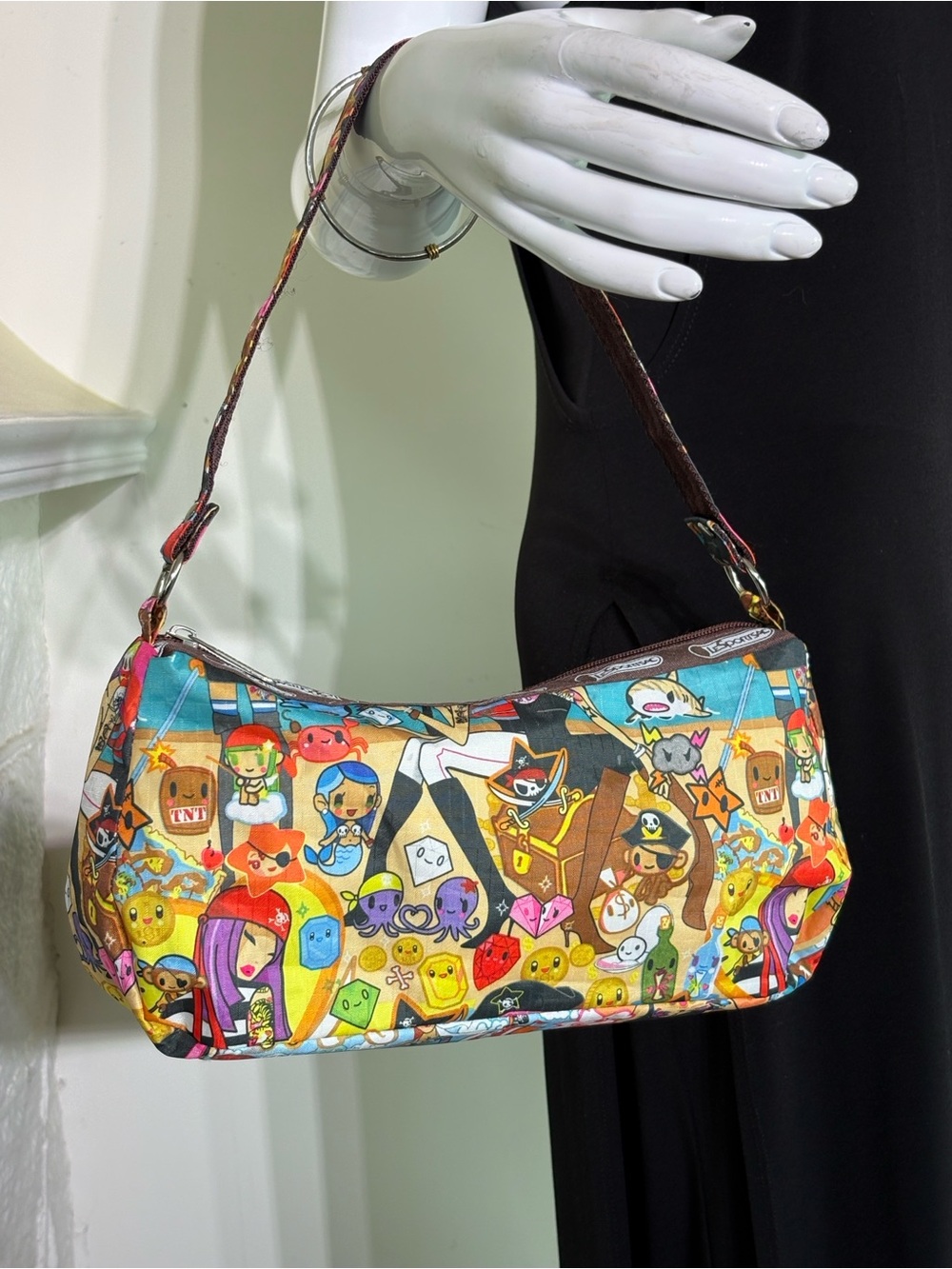 LeSportsac x Tokidoki Nylon Mini Shoulder Bag Pouch Retired Pirata Pattern